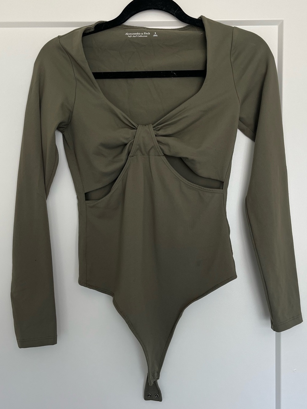 Abercrombie Soft A&F Collection Bodysuit Olive Green with cutout front